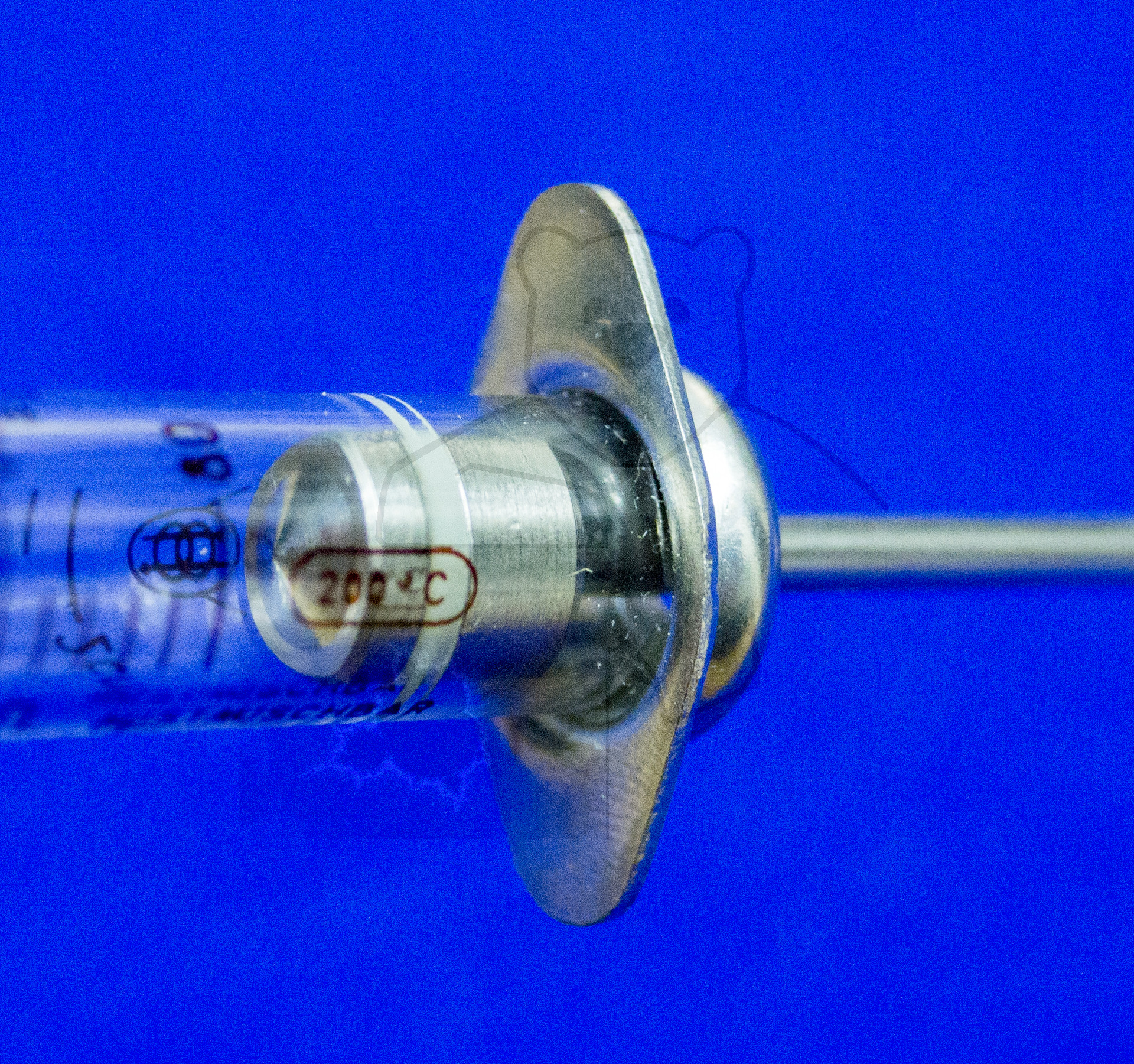 Insulinspritze (VEB MLW, Injecta Steinach), 1970'er Jahre, Hinterer Bereich mit Stempel